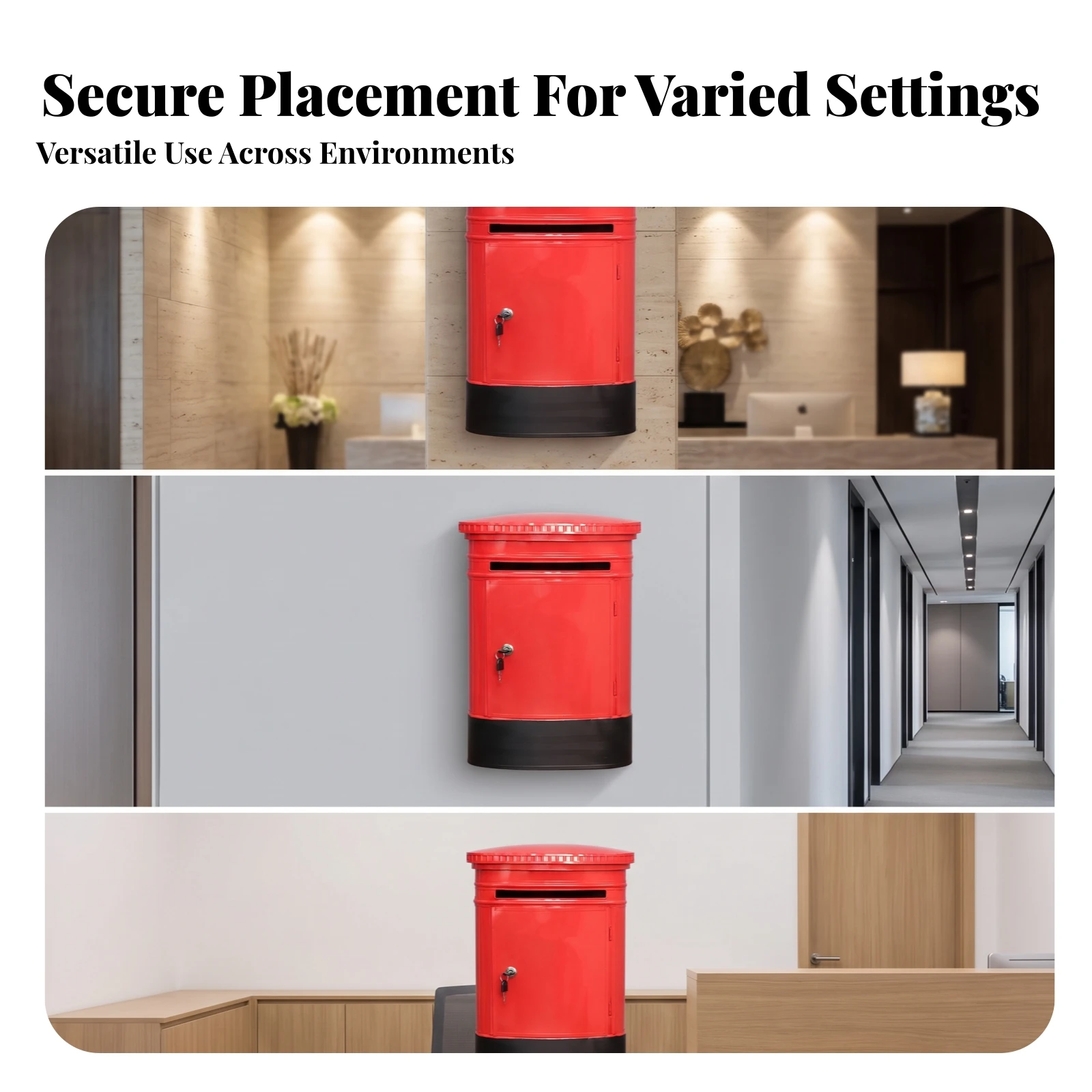 Wall-Mounted Mailbox Secure Mailbox with Lock and Key Drop Box Coated Hardware Reinforced for Office, Lobby