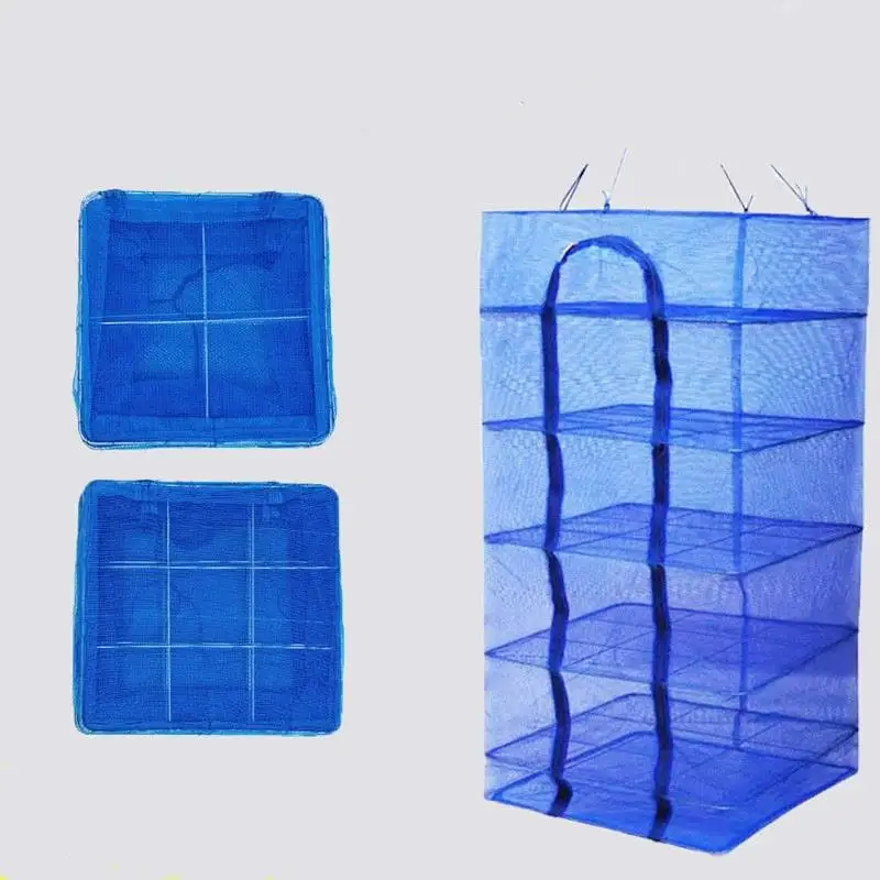 4-Layers Drying Fishing Net Foldable Hanging Vegetable Fish Dishes Dryer Bag Hanger Fish Fishing Flowers Buds Plants Organizer