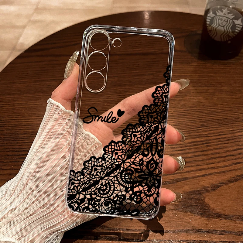 Spitzenbedruckte Transparente Hülle für Samsung Galaxy S25 Ultra S24 S23 Ultra S22 S21Plus FE A16 A15 A56 A55 A54 A53 A36 5G TUP Funda – Detail 9