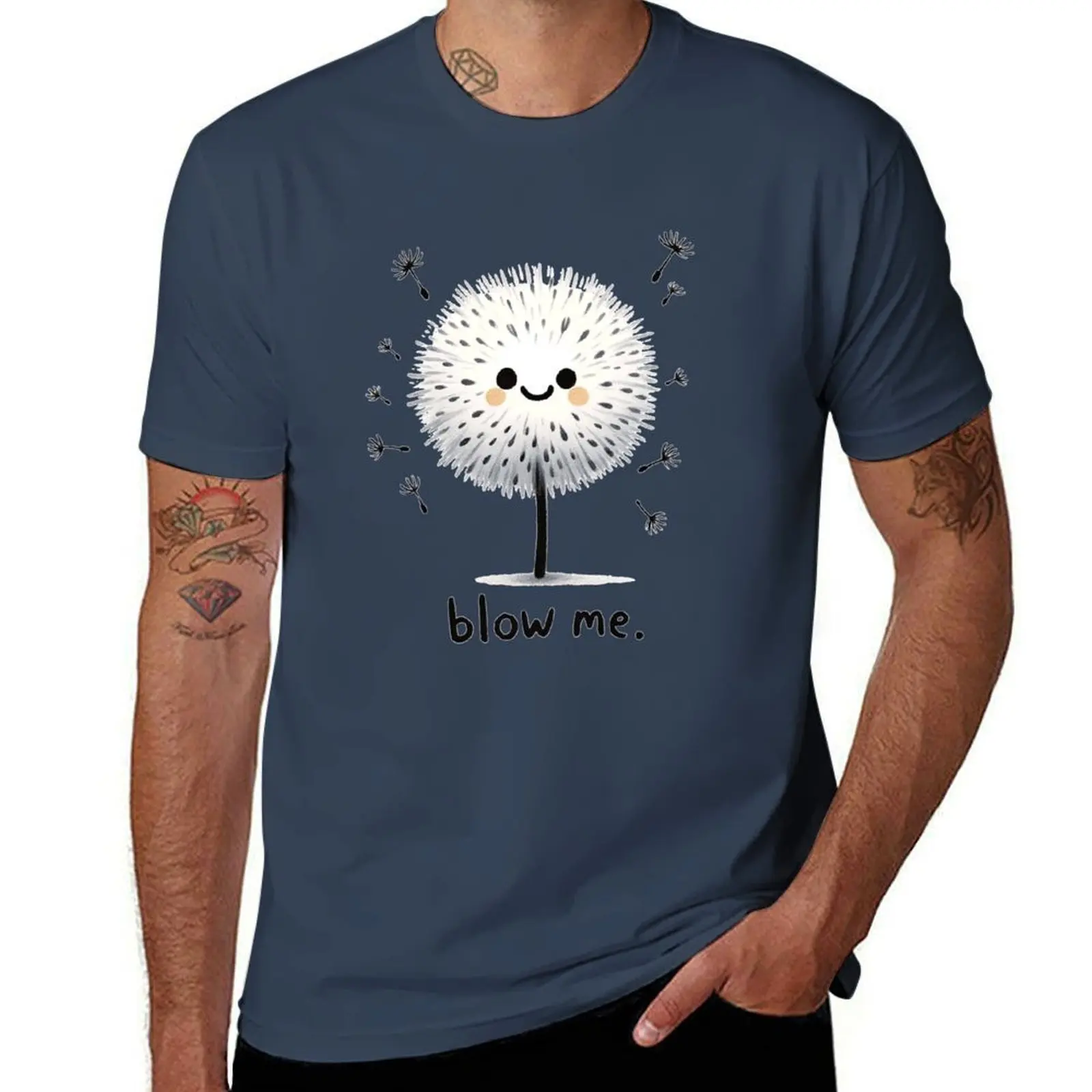 

Me Blow Smiling Cute Dandelion Kawaii T-Shirt Lightweight Print T-Shirt