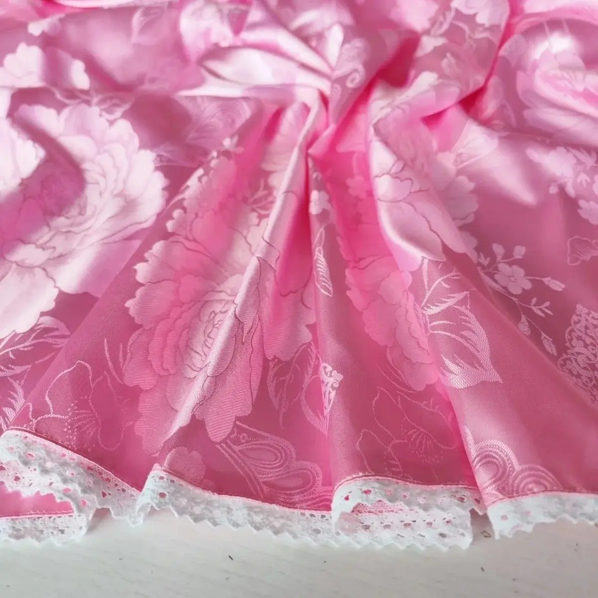 220x240cm Summer glossy lace satin silk sheet Ice cool floral print bedspread home bedding