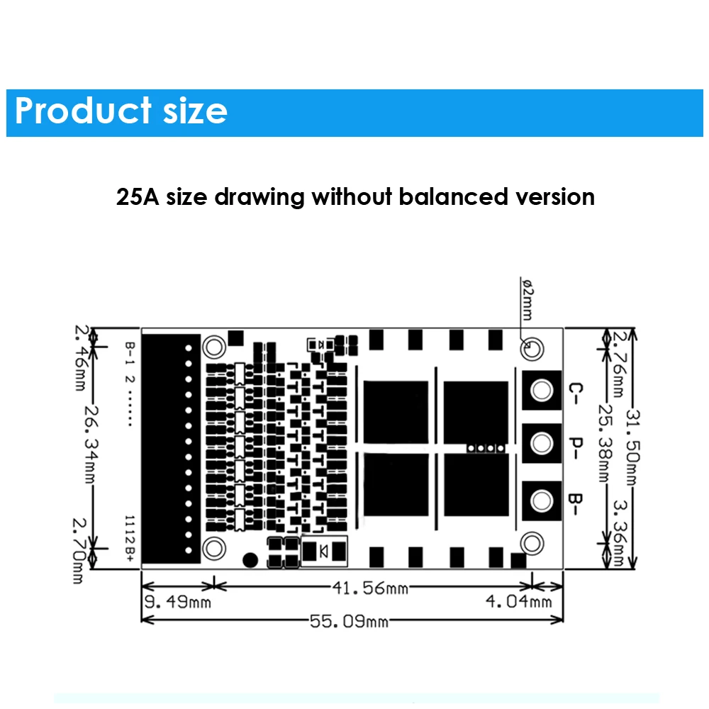 Bateria Carregamento Protection Board, carregamento Protection Board, sem função de equalização, mesmo porto, Split Port Fiação, Li-fepo4, 6S-13S, 25A, alta corrente