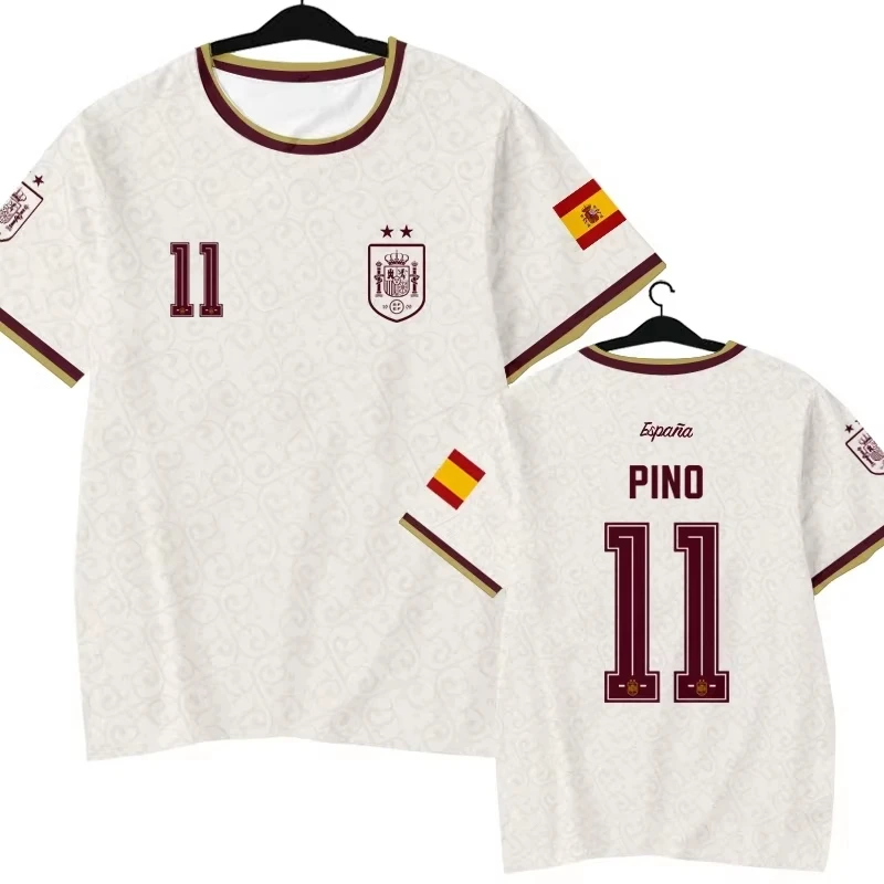 Neues Spanien-Team-T-Shirt 2026 Spieler Yamal 3D-Edition Fußball-Champions-Shirt Sommer Herren Damen Sport Atmungsaktives Schnelltrocknendes Shirt – Detail 18