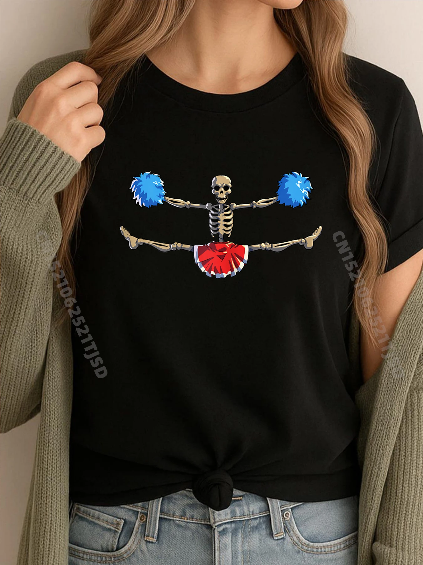 

Cheerleading Skeleton Halloween Cheer Skeleton Cheerleader Oversized T Shirt Luxury T-Shirt Printing