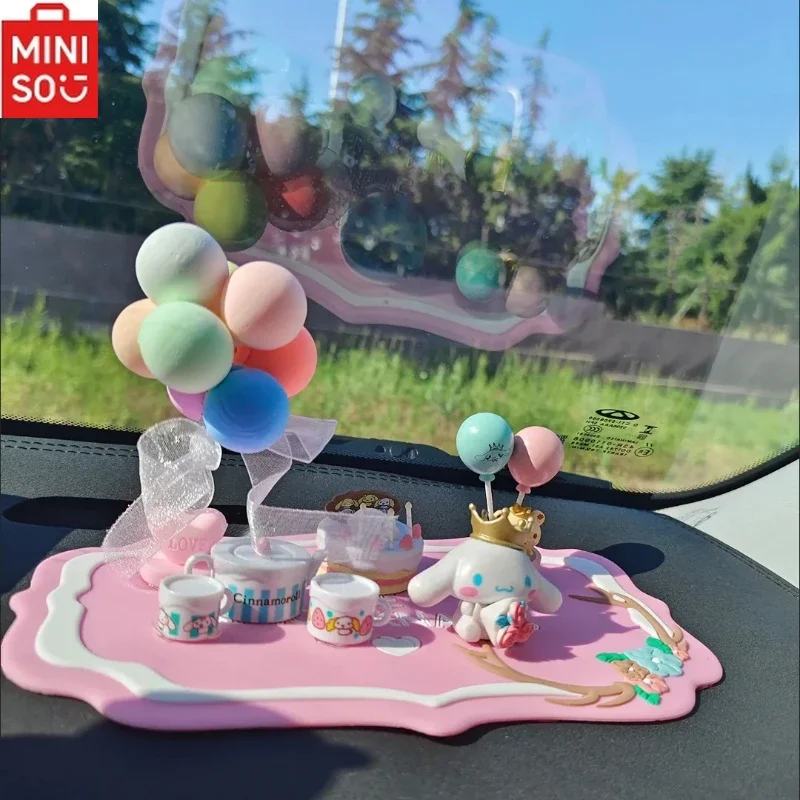 MINISO Sanrio Cinnamon Dog Car Set Center Console Ornaments Kawaii Pink Anime Birthday Ladies Car Carrier Ornaments Decorations