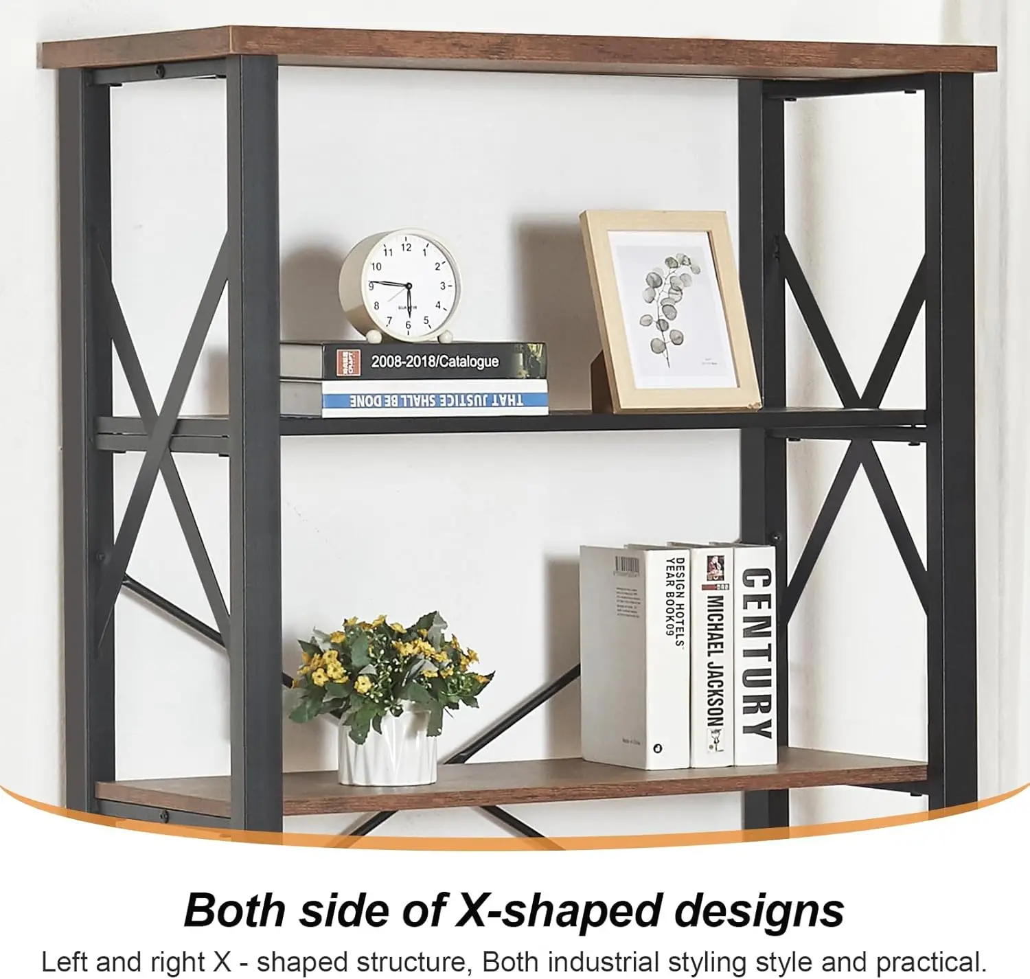 HOMBAZAAR Bookshelf, 6-Tier Industrial Bookshelf, Etagere Bookcases and Bookshelves, Tall Bookshelf Storage Organizer