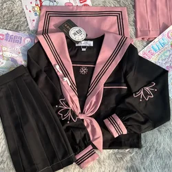 Girls Cosplay School Uniforms in Pink and Black JK Style Long and Short-sleeved Sailor Suit Japanese College Style Sweet Anime