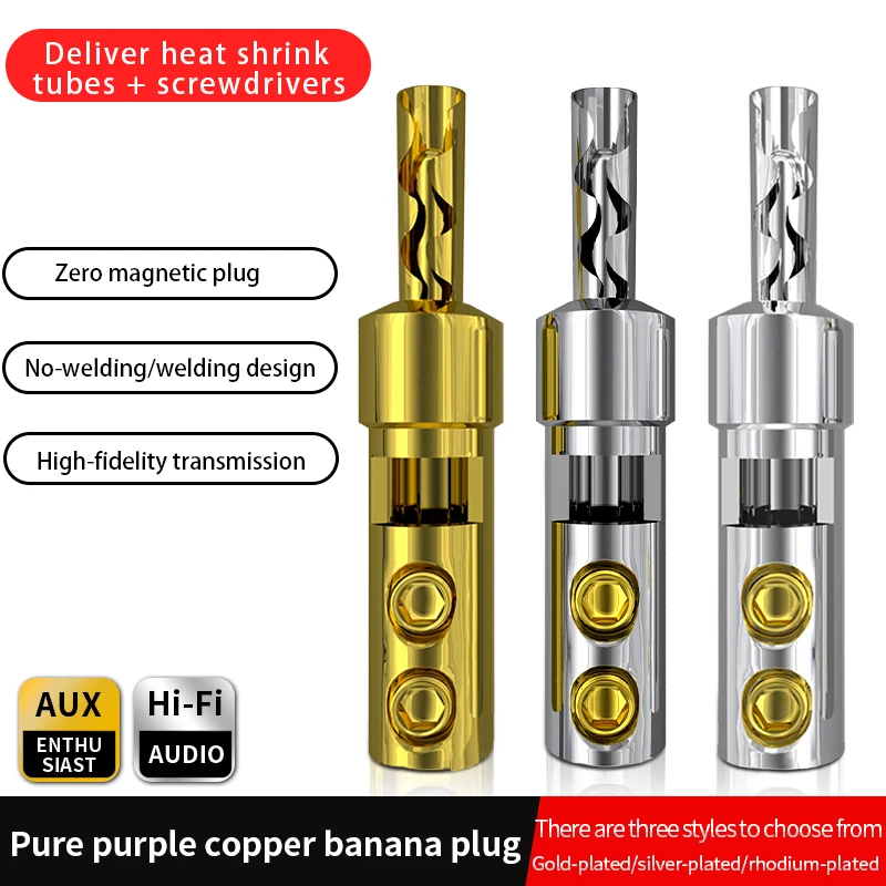 Xangsane A019 Pure red copper banana plugs with gold, rhodium and silver plating are used for power amplifiers and speakers