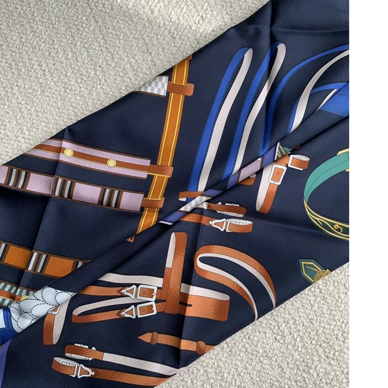 

Navy Prints 100% Silk Bandana Scarf Neckerchief 88*88cm