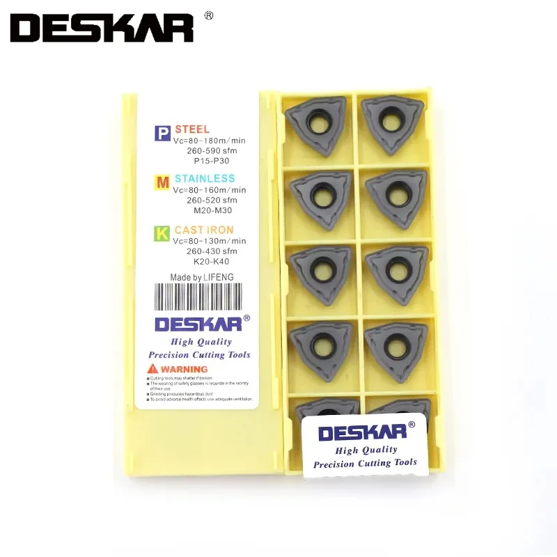 

10pcs Deskar Wcmx030208 Wcmx040208 Wcmt050308 Wcmt06t30 Wcmt080412 Sf Lf6018 Indexable U Drill Carbide Insert Stainless Steel