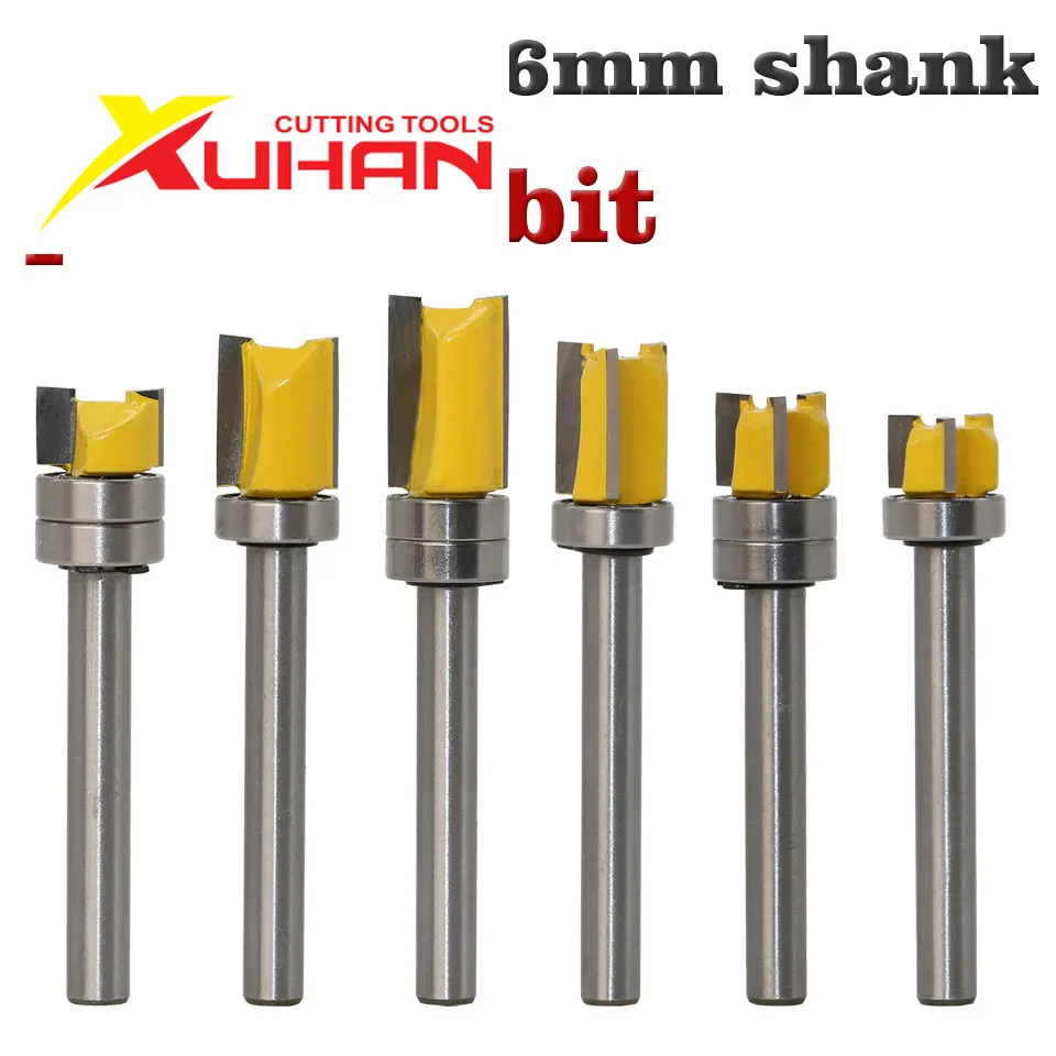 1PC 6mm Shank Template Trim Hinge Mortising Router Bit Straight end mill trimmer cleaning flush trim Tenon Cutter forWoodworking