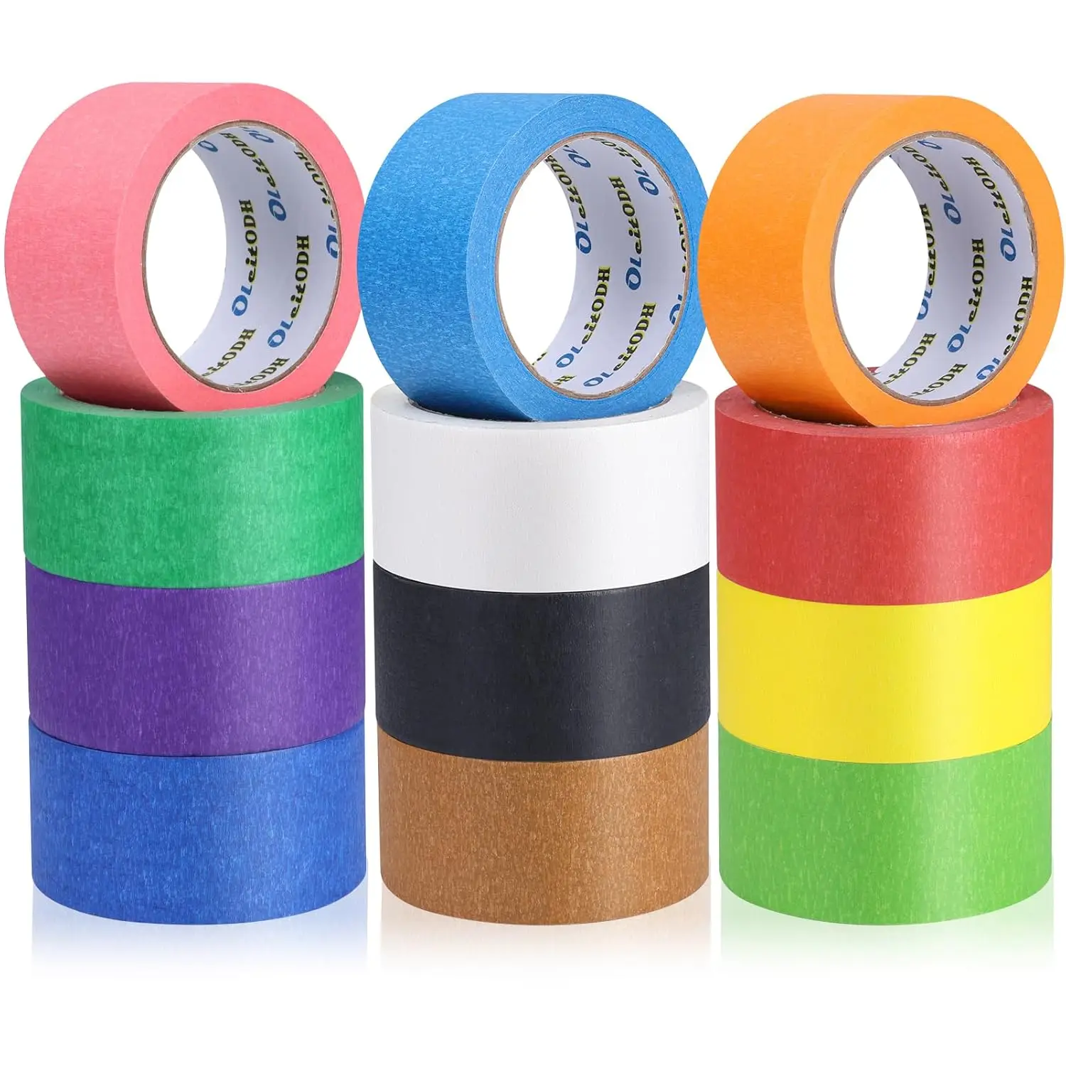 

12 Rolls Colored Masking Tape Painters Tape 2 Inch x 360 Yards, Rainbow Colors Bulk Colorful Paper Marking Tape for Arts