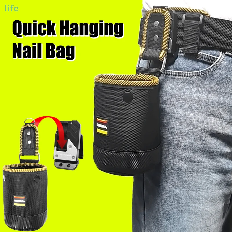 กระเป๋าเครื่องมือคาดเอวแบบหมุนได้ พร้อมห่วงเกี่ยว ผ้าอ็อกซ์ฟอร์ด สำหรับใส่ตะปู สกรู ช่างไฟฟ้า ช่างไม้ จัดระเบียบ