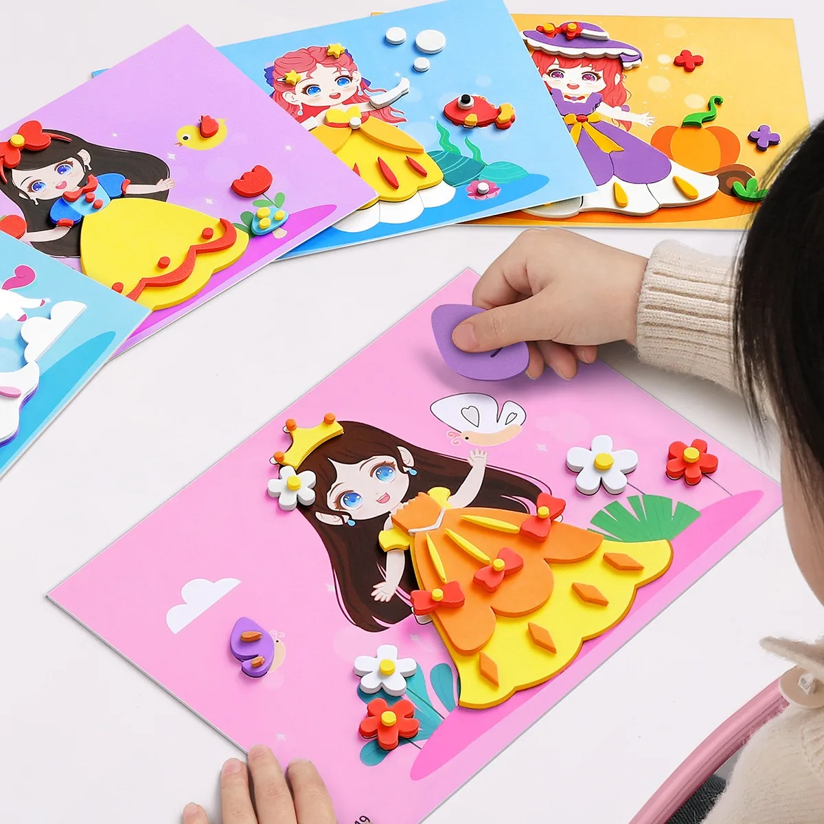

Handmade DIY 3D Sticker Puzzles - 3D Picture Making Kit for Girls - Educational Toy with Stickers