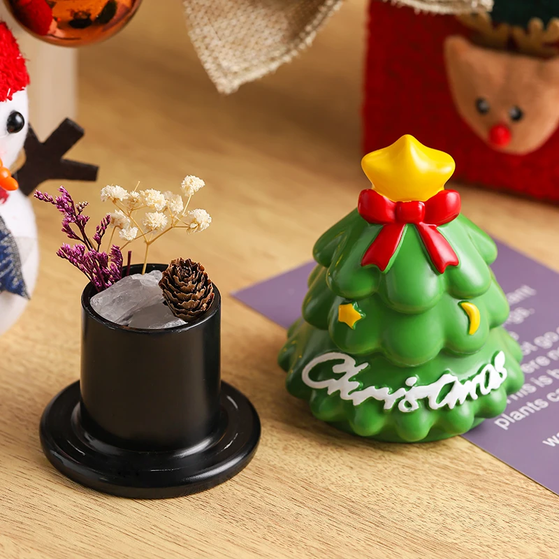 Stoples Penyimpanan Batu Beraroma Pohon Natal untuk Aromaterapi Minyak Esensial di Rumah, Dekorasi Meja Kreatif untuk Suasana Ruangan