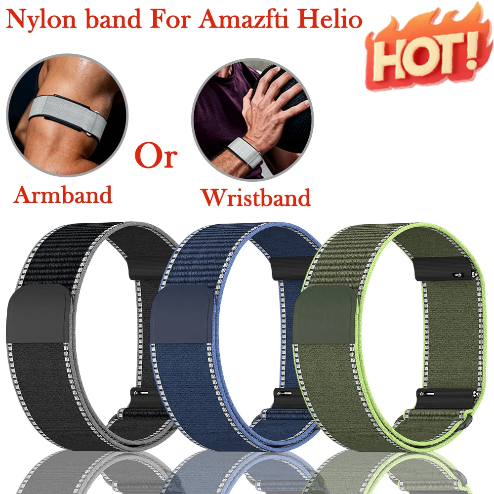 New Nylon Sport Band for Amazfit Helio with Magic Buckle Soft Wear‑Resistant Breathable Replacement Strap for Amazfit Helio Band