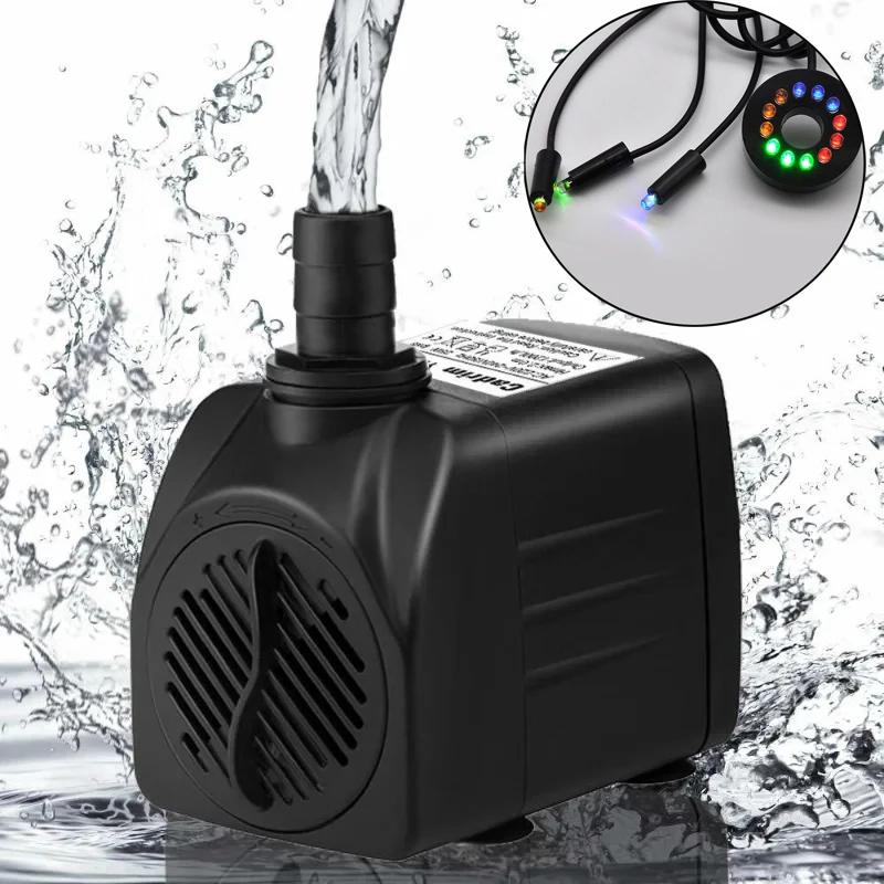 3/5/10/16W LED Light Fountain Pump Fish Tank Water Pump for Rockery Garden Aquarium Decoration Air Pump 110V/220V