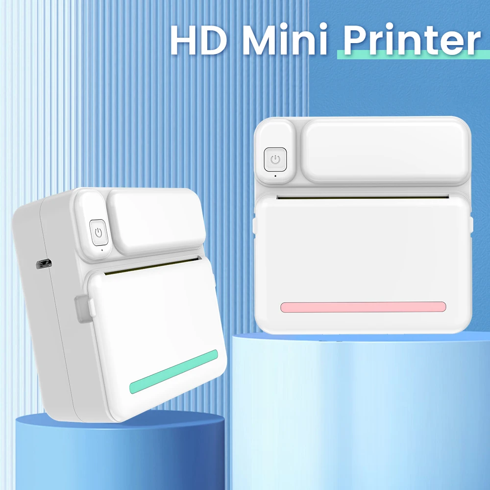 

Portable Mini Thermal Printer Wirelessly BT 203dpi Photo Label Memo Wrong Question Printing With USB Cable DIY Printing Machine
