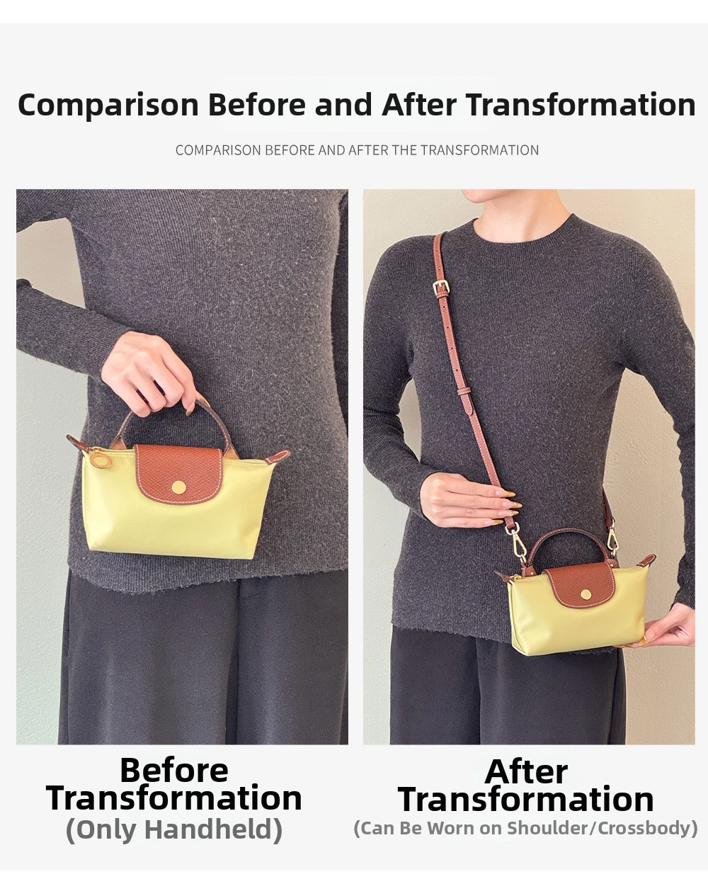 2026 New Leather Bag Strap For Longchamp Mini Lime Durable Fashion Without Punching Modification Bag Accessories