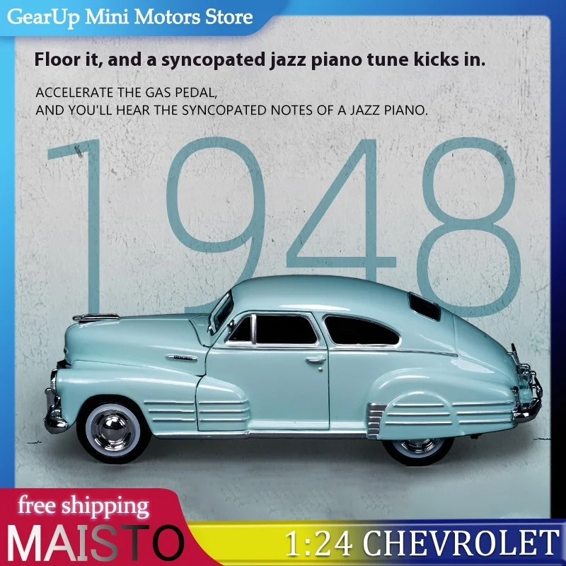 

Maisto 1948 Chevrolet Fleetline Aerosedan Diecast Model 1:24 Scale Classic Vintage Car Light Green Retro Collectible Display Toy