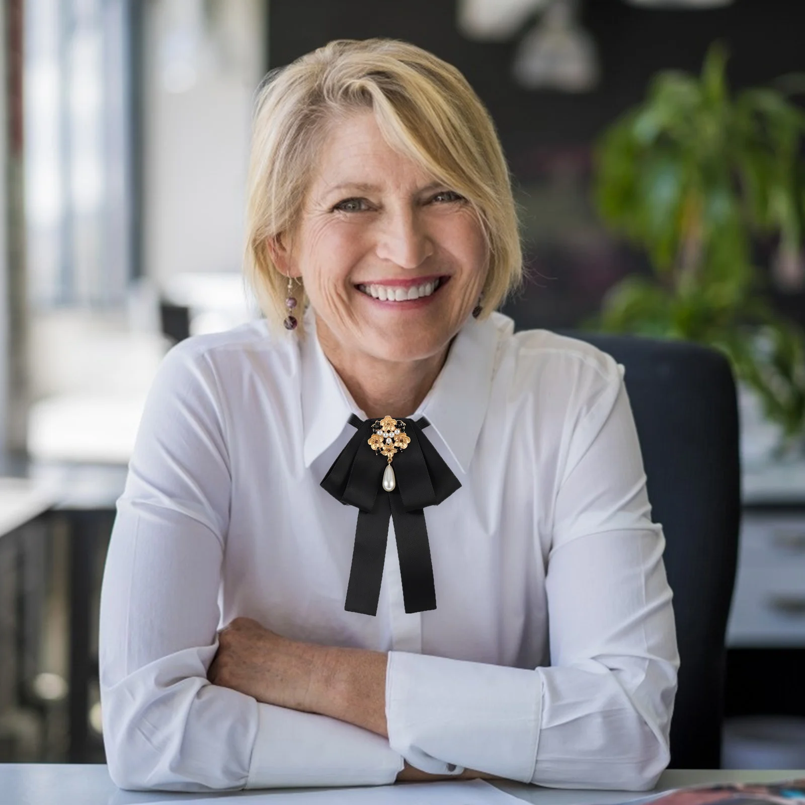 1 pz papillon di perle per donna elegante camicia cravatta accessorio per festa di nozze camicetta colletto papillon decorazione abbigliamento