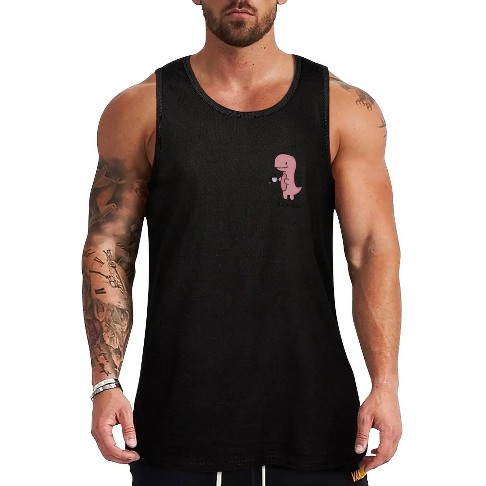 Tea-Rex' Illustration Tank Top Urban Street Tank Top Casual Sleeveless Shirt