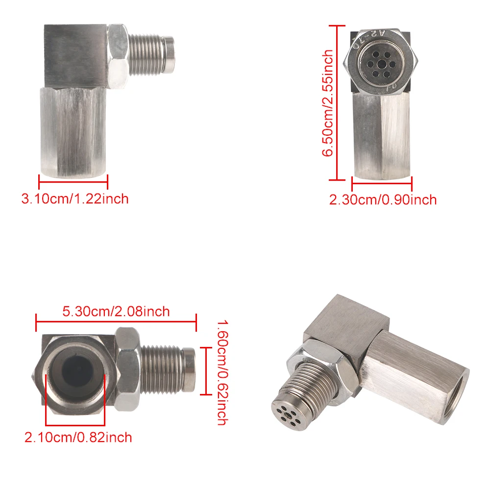 Universal 90 Degree or 45 Degree O2 Oxygen Sensor Extender O2 Oxygen Sensor Spacer O2 Bung Extension Catalytic Converter