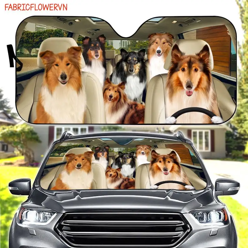 Rough Collie Car Sunshade, Rough Collie Car Decoration, Dog Windshield, Dog Lovers Gift, Dog Car Sunshade, Gift For Mom, Gift Fo