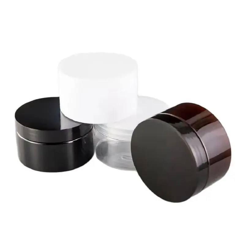 

15Pcs Plastic Jar 300g Empty Cosmetic Cream Container 89mm Mouth Amber Black White Makeup Facial Mask Jar Hair Wax Packing Pots