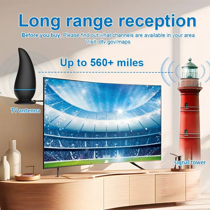 VUELVE 4K HD TV Antenna High Gain Antenna TV Digital VHF/UHF Quick Response Indoor TV Aerial Set For Global Digital TV