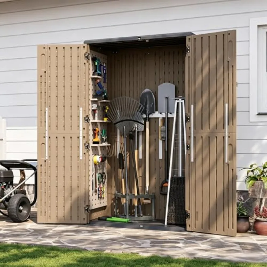 

Resin Outdoor Storage Shed with Floor, Large Outdoor Storage Cabinet, Vertical Storage Sheds with Floor, Waterproof Storage Cab