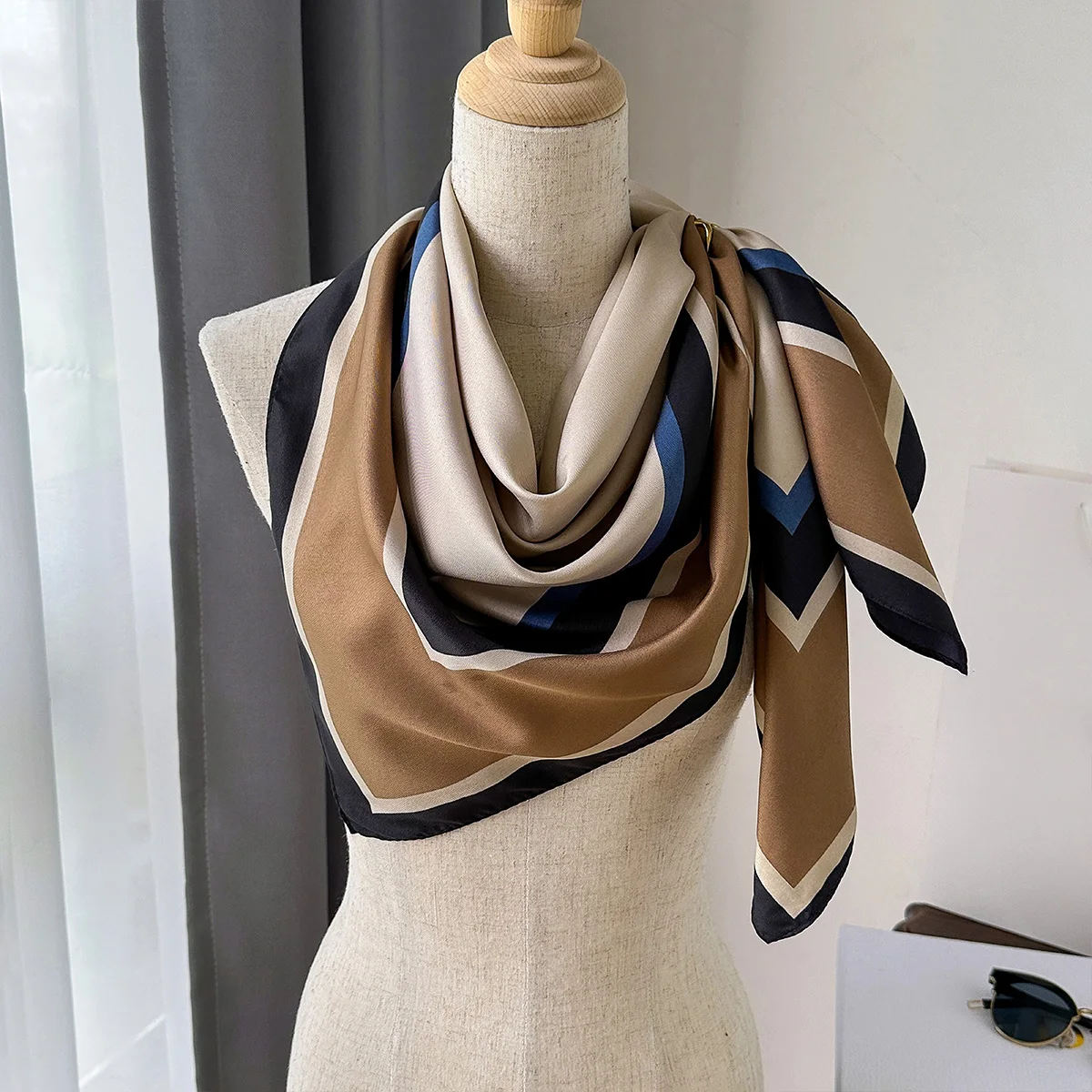 New Fashion Kerchief Silk Satin Neck Scarf For Women Print Hijab Scarfs Female 90*90cm Square Shawls and Wraps Scarves For Lady