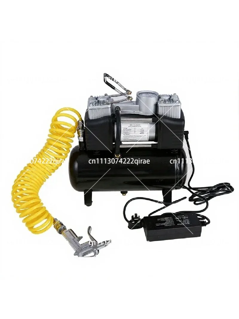Portable 12V/220V Mini Air Compressor with Tank, Small Electric Car Air Pump for Home and Car Use