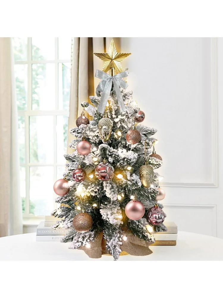 

22 inch tabletop Christmas tree, Christmas decorations, with velvet snowflakes, exquisite decorations and Christmas ornaments