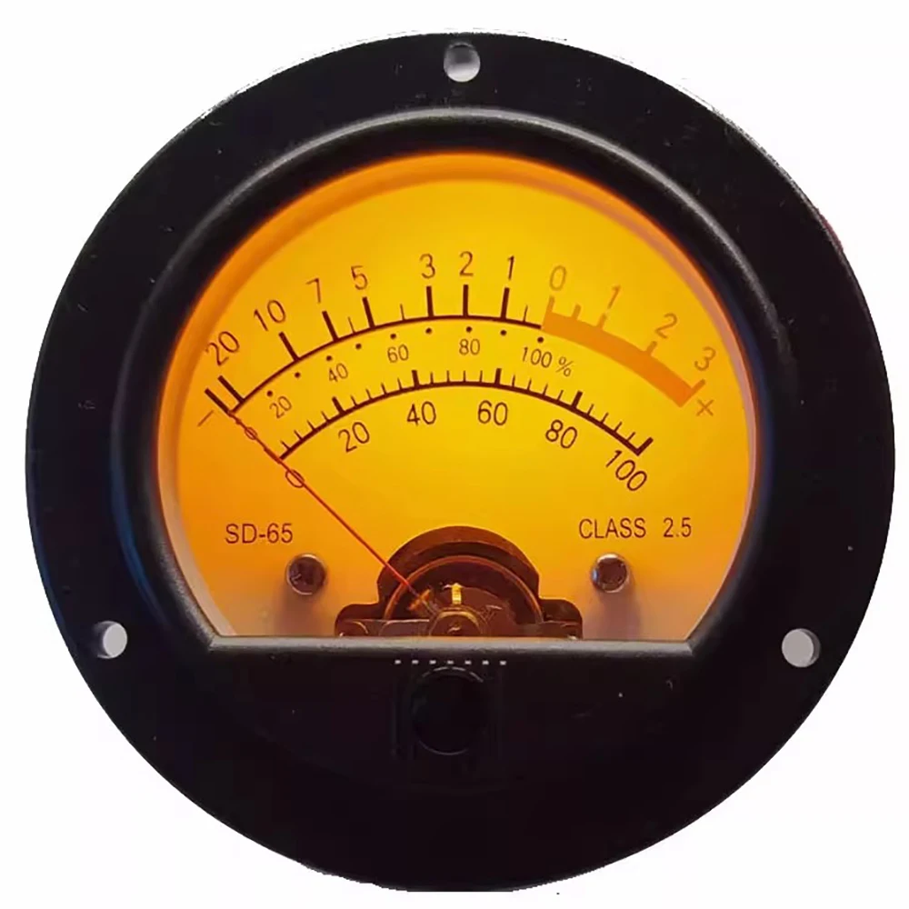 

Аналоговый измеритель уровня звука в винтажном стиле с теплой желтой подсветкой