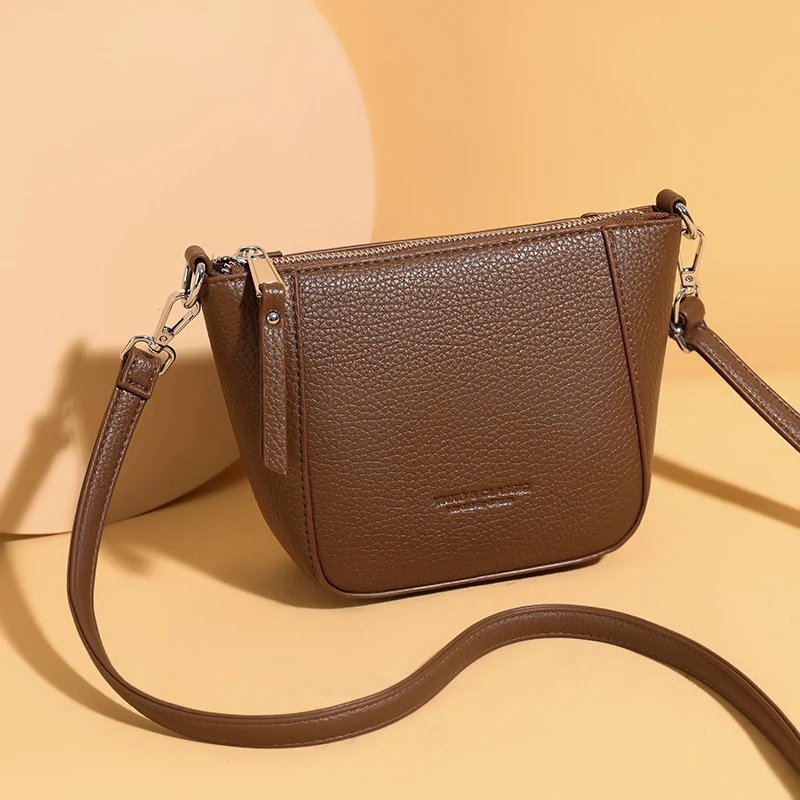 

Women New Crossbody Bag Classic Zipper Single Shoulder Bag Solid Color Handbag High Quality Simple PU Leather Polyester Lining