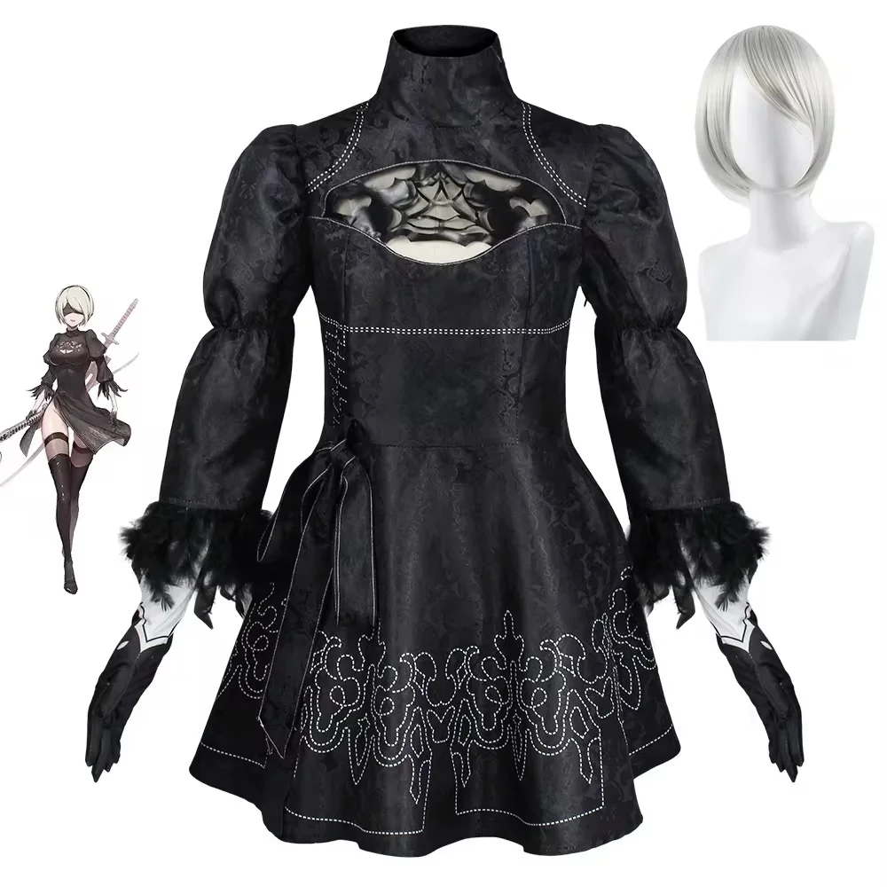 Nier automata cosplay traje yorha 2b roupa sexy figuras de jogo terno feminino role play trajes meninas festa de halloween vestido extravagante