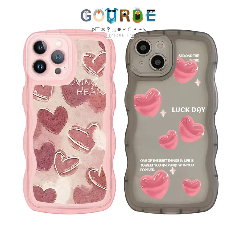 

Gourde Cute Aesthetic Casing Pink Love Heart Phone Case for Iphone 15 14 13 12 11 Pro Max IP 7 8 Plus Iphon X XS XR Xs Max