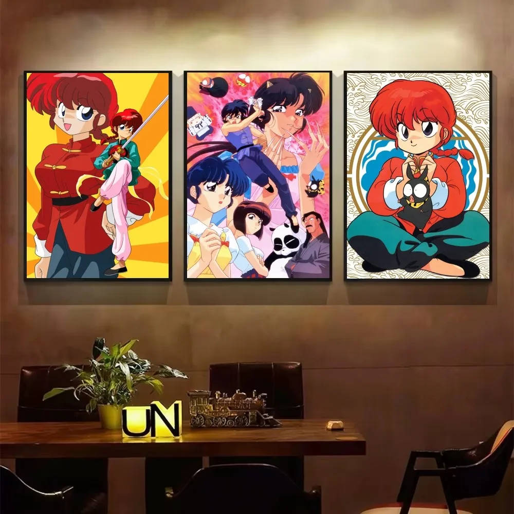 Ranma 1 2 Anime  Poster Fancy Wall Sticker for Living Room Bar Vintage Decorative Painting Middle