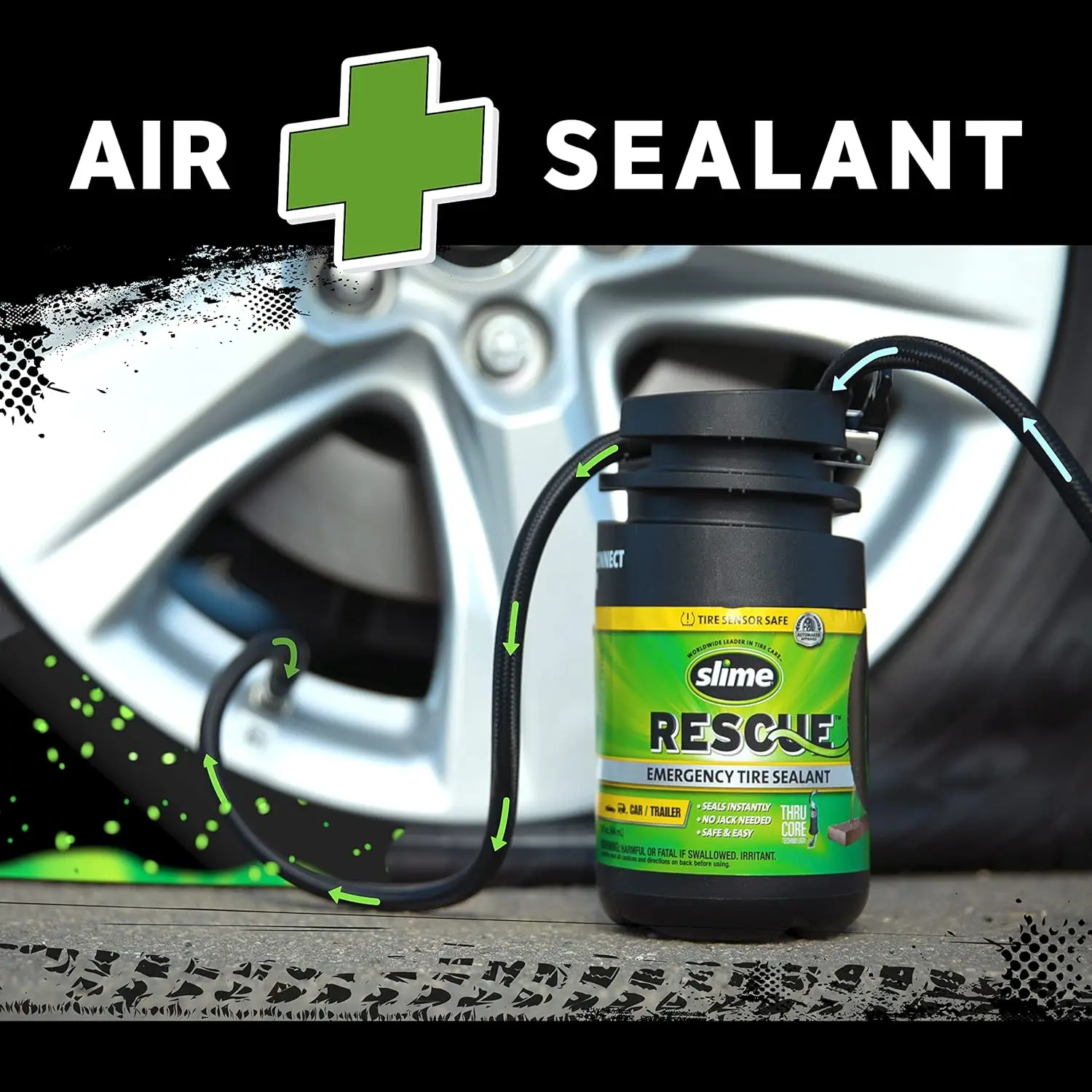 طقم إصلاح الإطارات المسطحة Smart Spair Plus مع مانع للتسرب ومضخة، إصلاح لمدة 12 دقيقة للسيارات ومركبات الطرق السريعة #4