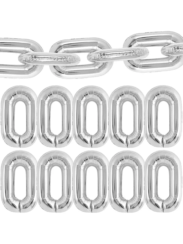 10 Stück Silber Gold Kettenballons 32/16 Zoll Jumbo Folienkettenverbindungsballons für 80er 90er Jahre Thema Geburtstag Hochzeit Abschlussdekoration – Detail 38