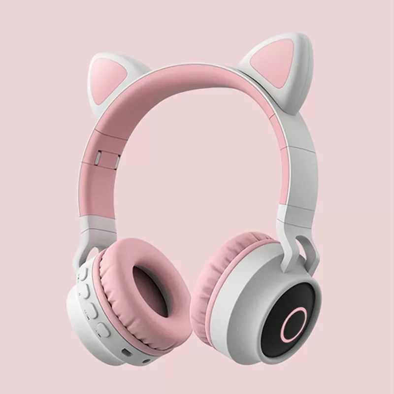 Cat ears popular luminous bluetooth headset head-mounted mobile phone wireless foldable card headset holiday gift