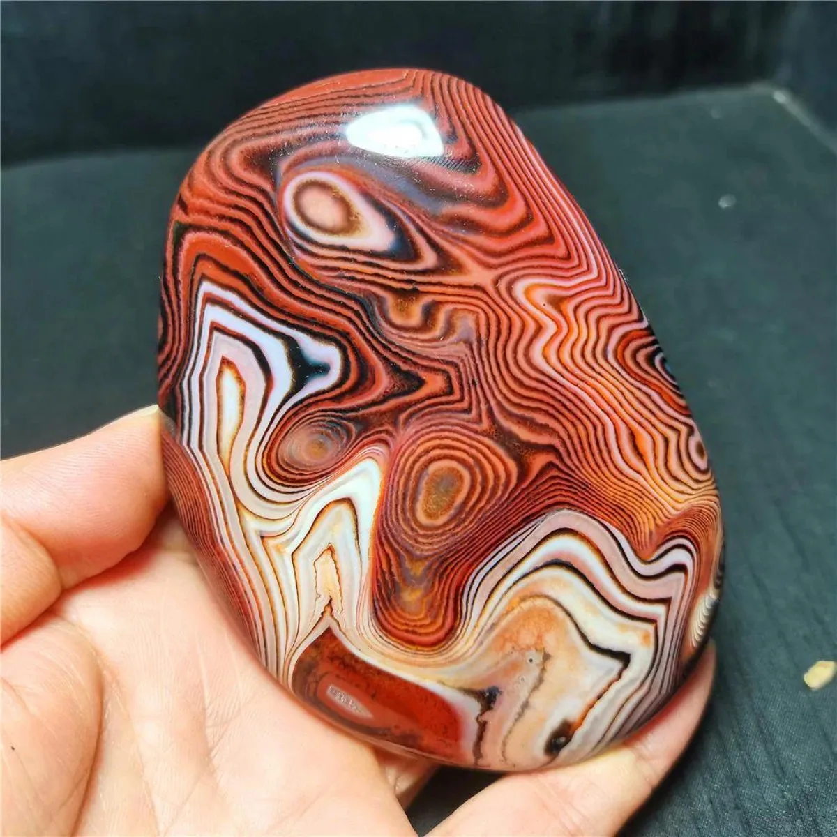 Large Natural Texture Banded Agate Worry Stone, Translucent Beauty, Tumbled Polished, Collectible, Crystal Collection