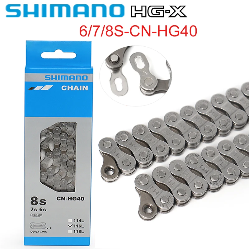 SHIMANO CN-HG40 Bike Chain TOURNEY 6/7/8 Speed MTB Mountain Bike 116L Chain 6V 7V 8V Original Bicycle Parts