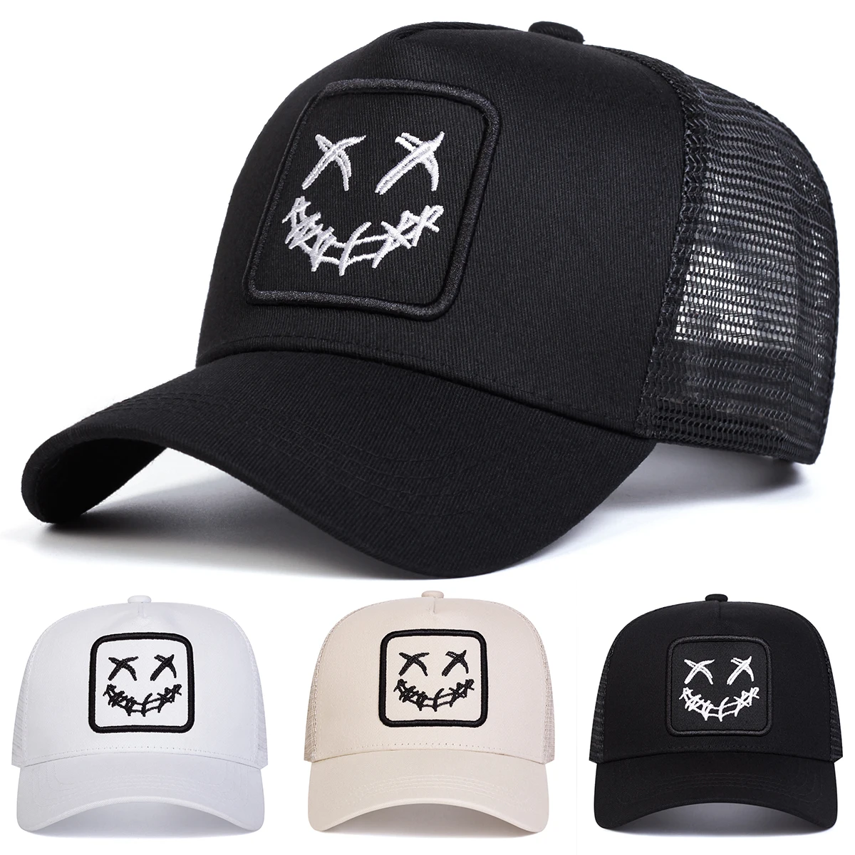 للجنسين XX الوجه المبتسم التطريز قبعات البيسبول صافي الربيع والصيف في الهواء الطلق قابل للتعديل قبعات عادية واقية من الشمس قبعة قبعة رياضية