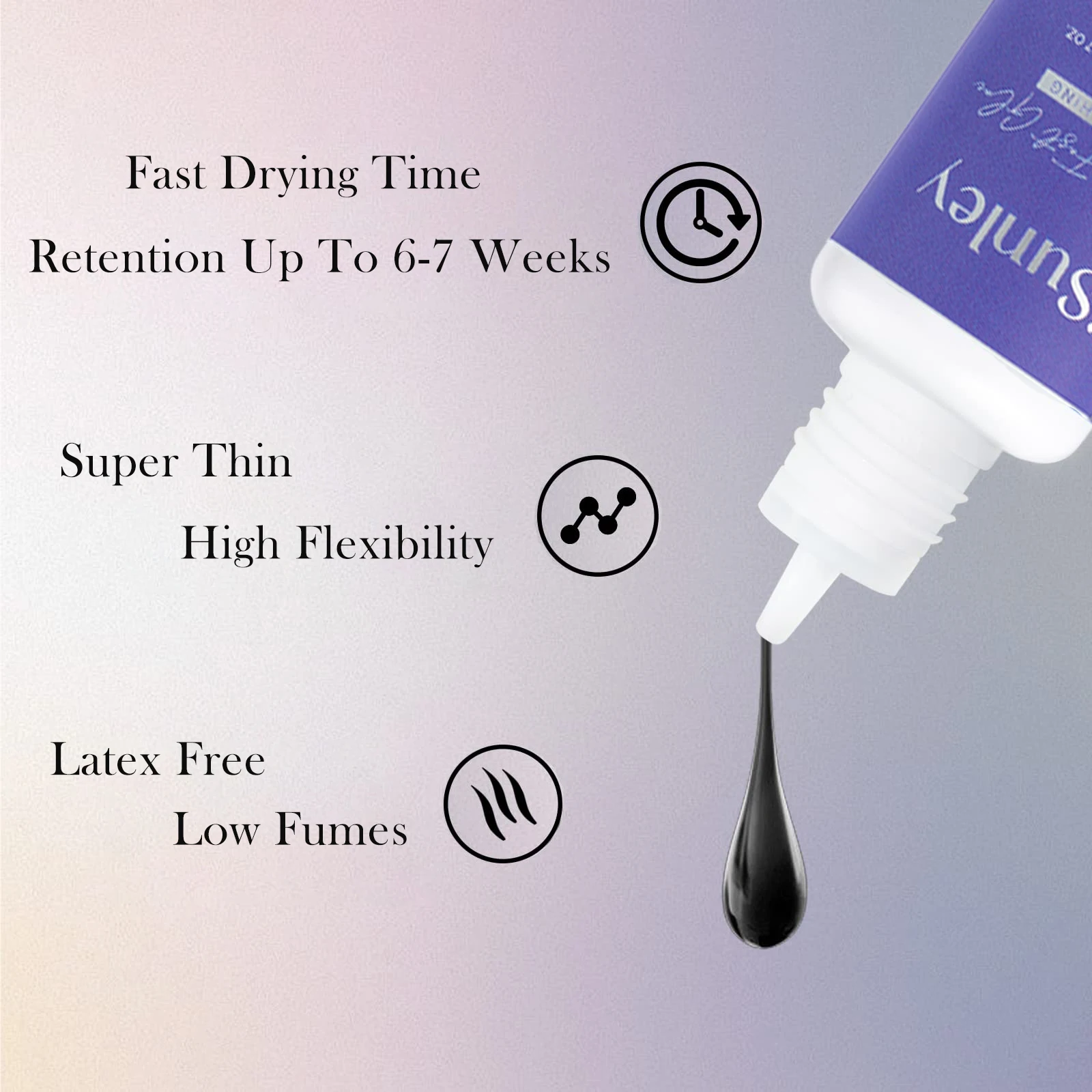 Isunley colle à cils 1 seconde séchage rapide Ultra mince Flexible faible fumée dure 6-7 semaines forte tenue Extensions de cils professionnelles