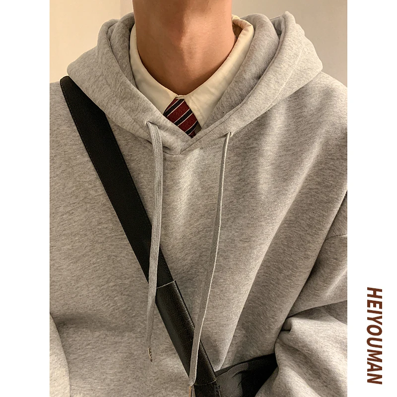 Men Embroidery Fleece Hooded Hoodies 2025 Mens Oversized Korean Harajuku Sweatshirts 7 Colors Black Oversized Hoodie