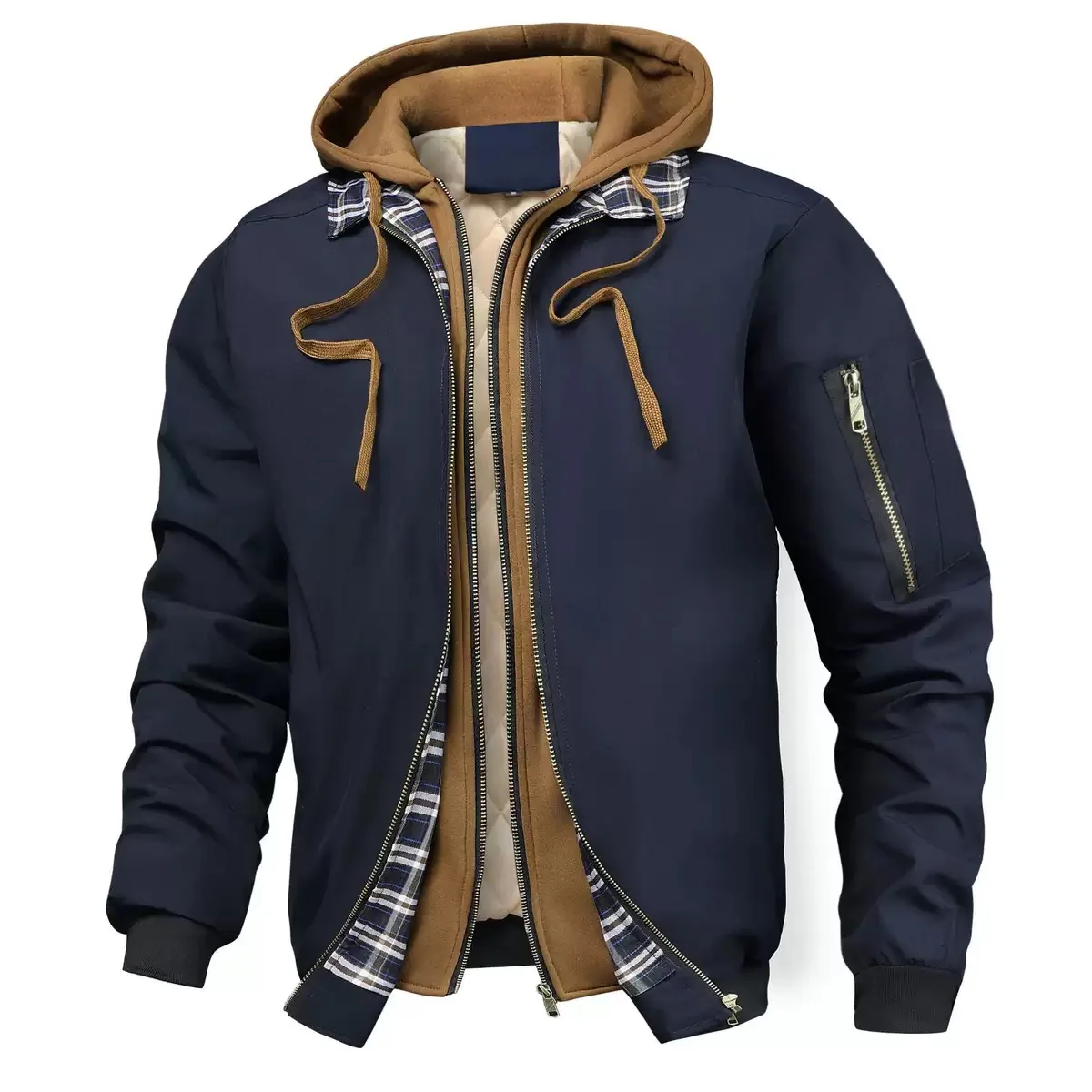 New Autumn and Winter Fashion Trend Thickened Warm Hooded Workwear Jacket For Men's Casual Loose Sports High-Quality Jacket