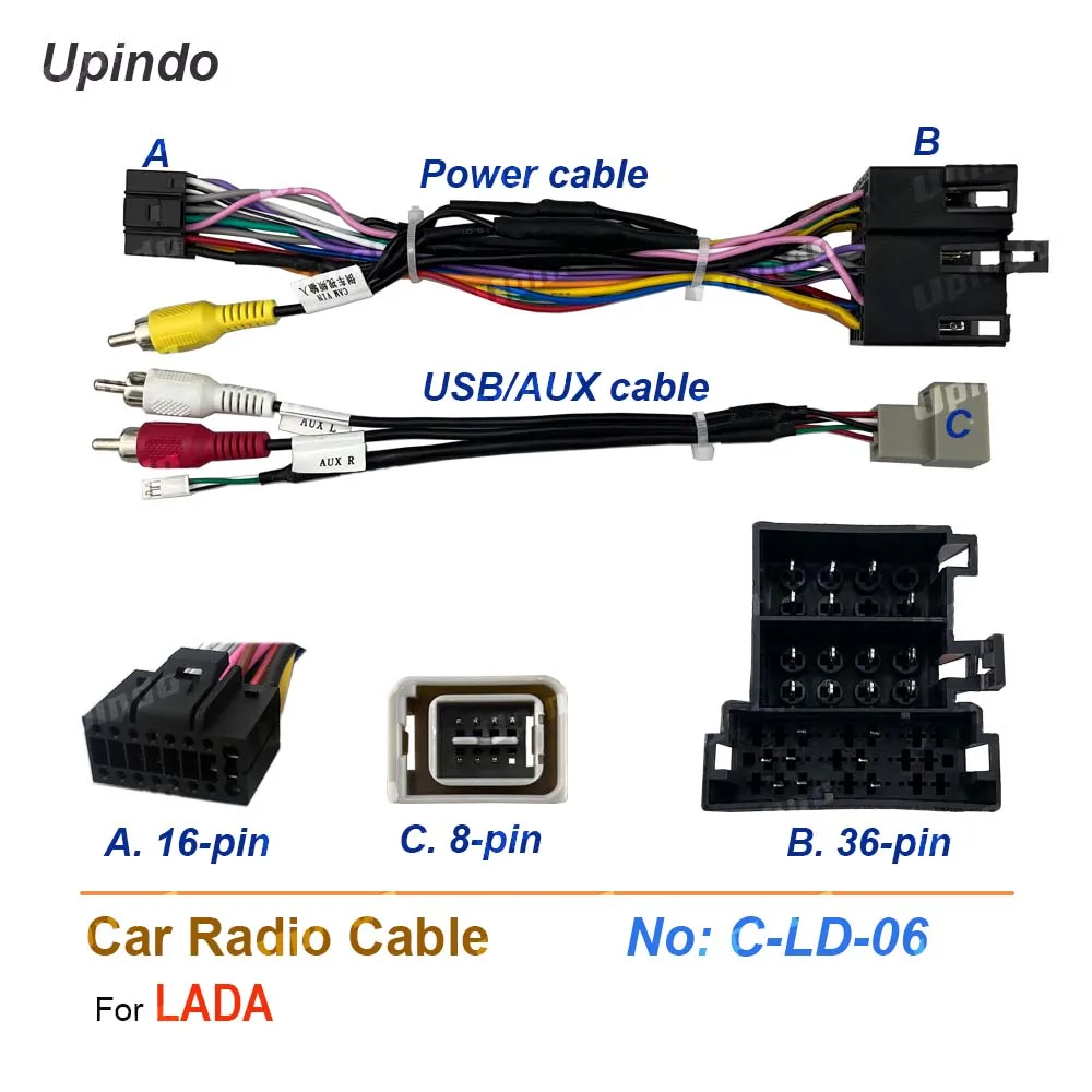 Car Radio Cable For LADA Vesta 16-pin Power Wiring Harness Aftermarket Android Head Unit Stereo Installation Adapter