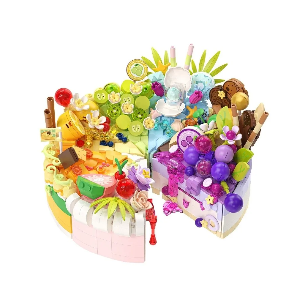 New Dessert Pattern Building Blocks Plastic Educational Toy Building Brick Toy Sweet Cake Model Desktop Ornament Holiday Gifts